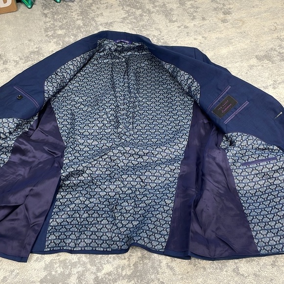 SOLD Ted Baker Jay Trim Fit Wool Suit Set Blazer Jacket Pants Business Blue 42R - Picture 12 of 13